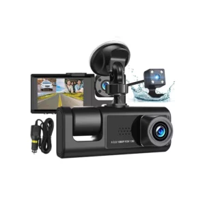 Caméra de bord dashcam voiture 3 canaux Full HD 1080P avec vision nocturne et grand angle 130 degrés